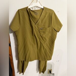Olive Green Scrub Top and Pants Set